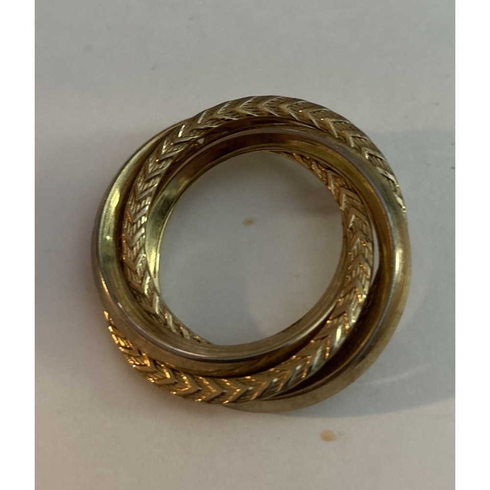 Vintage Gold Tone Braided Double Circle Brooch 1-1/2"